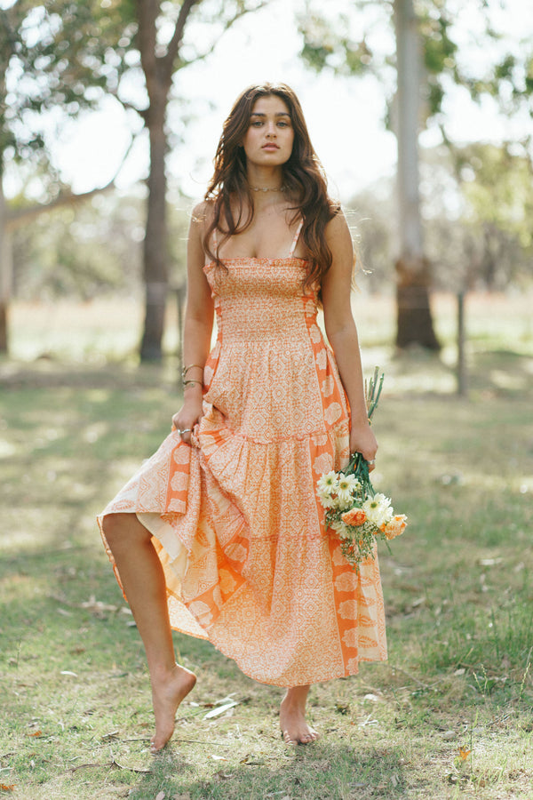 Magnolia Midi Dress - Orange