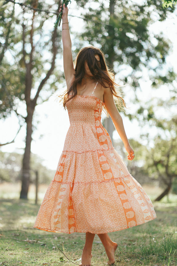 Magnolia Midi Dress - Orange